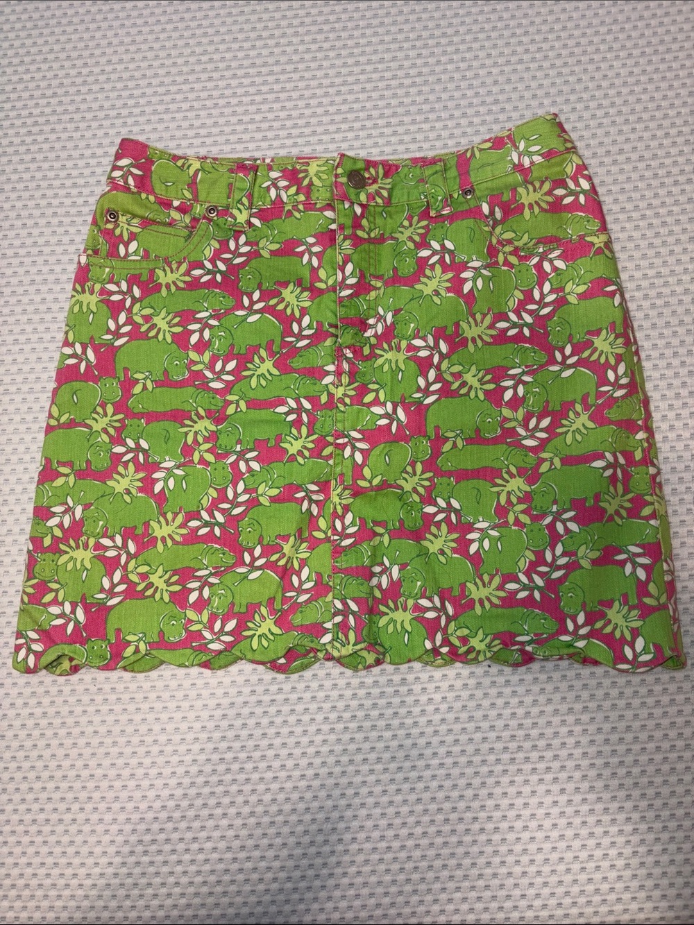 Lilly Pulitzer Pink & Green Hippo Print Mini Skirt